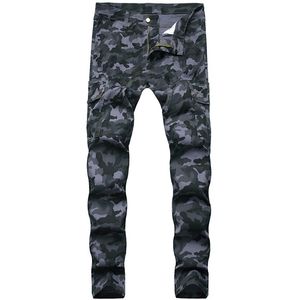 Jean multi-poches pour hommes, pantalon vert armée, long, plis européens et américains, Slim fit287N