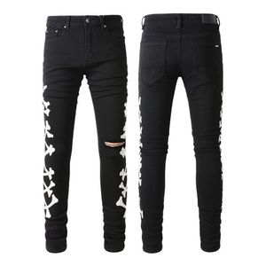Hommes Jeans pour homme Skinny Jeans Designer Pantalon Rip Slim Fit avec os noir Biker Denim Stretch moto tendance genou trou long St252S