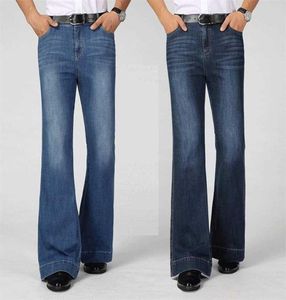 Hommes jeans hauts bottes coupées jean pantalon de jambe large vestige des hommes de printemps en denim droit lavé évasé bleu plus taille 2201073659323