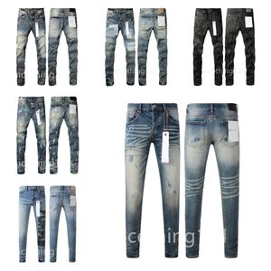 heren jeans gat lichtblauw donkergrijs Italië Skinny slim fit luxe gat Gescheurde Bikerbroek Skinny Pant Designer Stack Heren dames Trendbroeken