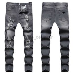 Jeans pour hommes en vrac lâche jean jean déchiré en haut jeans rétro de peinture rétro Patch trou de denim streetwear silm pieds pantalon micro élastique