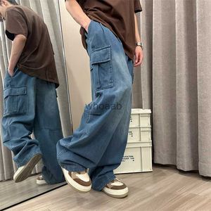 Jeans pour hommes pantalons en denim de la jambe large lâche de street street-street de street de street de street