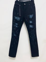 Jeans pour hommes Pantalons de design de luxe Long Skinny Diamant artificiel Détruire la couette Ripped Hole Designer Jean Mens Designers Clothes267f