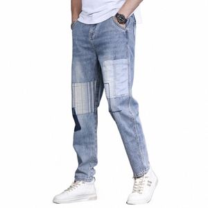 Hommes Jeans Patchwork Multi-Pocket Couple Denim Pantalon Mendiant Style Cargo Pantalon High Street Casual Homme Streetwear Pantal Homme C5xE #