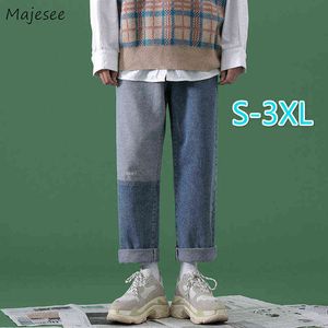 Mannen Jeans Patchwork Plus Size 3XL Losse Denim Straight Casual Broek Mannelijke Herfst Beelden Gradiënt Kleur Trendy Chic Borduurwerk G0104