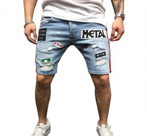 Men Jeans Shorts Fashion Summer broderie Patch en détresse Denim Shorts pour hommes Streetwear Streetwear Asian Size42214571077334