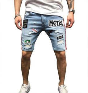 Men jeans shorts shorts mode zomer borduurwerk patch distressed denim shorts heren kleding mode streetwear aziatische size42214571736974