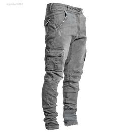 jeans morados apilados hombres de mezclilla de mezclilla pantalones de bolsillo flaco de bolsillo macho hombre casual hip hop tkeg