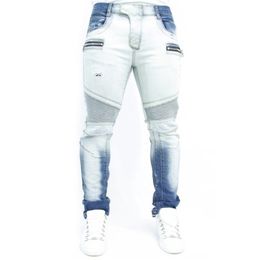 Men jeans rechte rits fietser Jean broek hoge taille lente herfst streetwear mannelijke desiger gewassen jean broek broek 220606