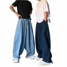 men Jeans Pantalon Cargo en Denim à jambes larges, ample, droit, Baggy, hip hop, Streetwear, Skateboard, pantalon en Denim neutre, Y041 #
