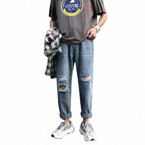 Hommes Jeans Large-Jambe Droite Oversize 3XL Trou Ripped Street-Wear All-Match Denim Pantalon Hommes Lâche Casual Fi Harajuku Nouveau G1Xg #