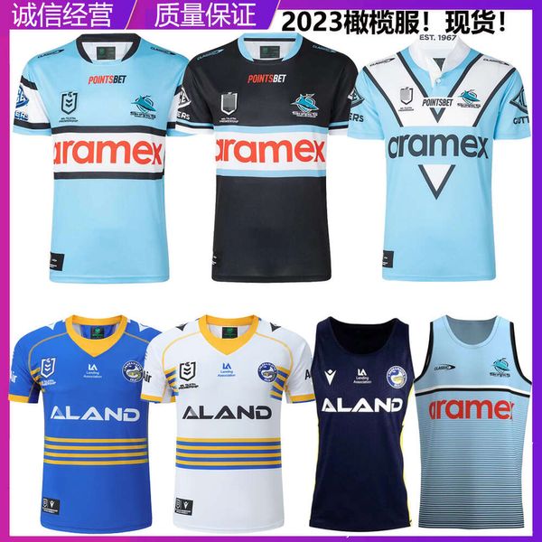 Men Jersey 2023 Sharks Paramata Eel Home / Away Short Sleeve Tob Top Training Olive Rugby