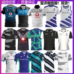 Men Jersey Fiji Home Away Anglais Olive Olive à manches courtes Tob Top Polo Training Rugby