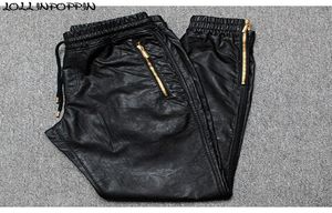 Men Joggers Pant de jogger en cuir fausse zipper Hip Hop Pu Leather Harem Pantalon Zippered Jam ouverture Pantal