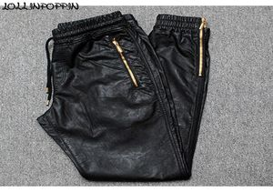 Men Joggers Pant de jogger en cuir fausse zipper Hip Hop Pu Leather Harem Pantal