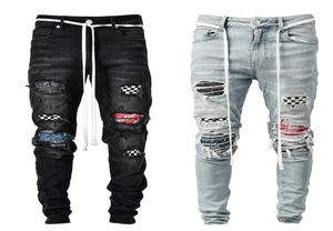 Hommes jogging shorts sexy gat jeans aléatoire mâle patchwork déchiré ny slim biker qui sursets broek8250577