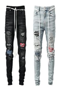 Hommes jogging shorts sexy gat jeans aléatoire mâle patchwork déchiré ny slim biker qui sursets broek8381147