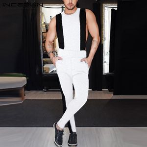 Mannen Jumpsuit Patchwork Mouwloze Joggers 2021 Fashion Casual Overalls Training O-hals Streetwear Rompertjes Broek Incerun S-5XL Heren