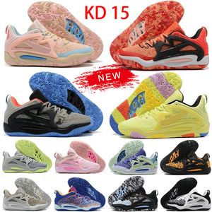 Hommes KD 15 XV Durant Chaussures de basket-ball avec boîte Hommes 15s Entrepôt local Panda Psychic Purple Aunt Pearl Refuge Mes racines Aimbot Kyrie Chaussure Baskets de sport Sneaker grande taille