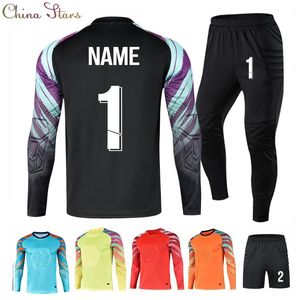 Mannen Kid Voetbal Doelman Uniform Beschermende Spons Lange Mouw Voetbal Training Top Jersey Broek Custom 240122