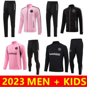 Mannen kinderen 23/24 Inter Miami voetbaltrainingspakken lange ritsvoetbal training pak 2023 2024 sportkleding matuidi higuain overleving voet jogging sets