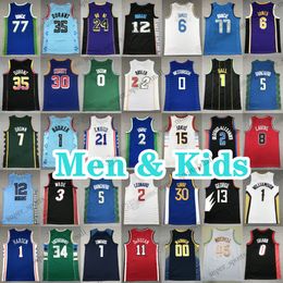 Hommes Enfants Basketball Jerseys 11 DeRozan 9 Vucevic 77 Doncic 5 Murray Fox 30 Curry 23 James Stephen 0 Jayson Tatum 1 LaMelo Ball 12 Ja Morant 35 Kevin Durant Damian Lillard