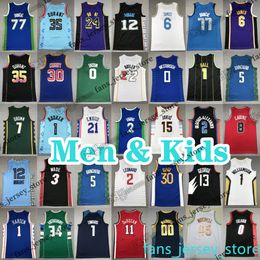 Hommes Enfants Basketball Jerseys 11 DeRozan Thompson 12 Dosunmu Orant 35 Kevin Durant Adebayo George Ayton Brown LaVine Vucevic Garland Herro Jokic Embiid Murray Curry