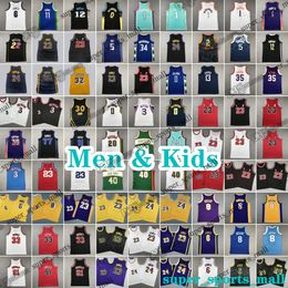 Hommes Enfants Basketball Jerseys Clarkson 3 Iverson 13 Chamberlain Rose Pippen James Rodman Worthy Johnson 1 Tracy 15 Vince McGrady Carter Pierce Russell Bird Payton