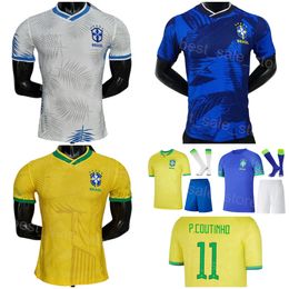 Heren Kinderen Brasil Voetbalshirts Nationale Team RICHARLISON RAPHINHA Coutinho Silva Paqueta MARQUINHOS DANILO CASEMIRO Brazilië Voetbaltenues 2022 Qatar World Cup