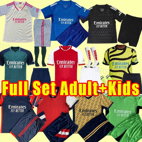 Hommes Enfants Kit complet 23 24 G.JESUS Soccer Jerseys Arsen Gunners WHITEOUT VIOLENCE BLANC THOMAS PEPE SAKA TIERNEY SMITH 2023 2024 gardien de but enfant hommes concept icône