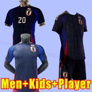 Hommes Kids Japan 24 25 Soccer Jersey Away Blue Tsubasa 2024 2025 Coupe du monde Chemise de football japonaise Honda Kagawa Okazaki Child Adulte Full Set Socks