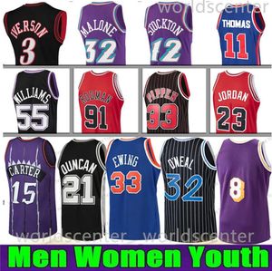 Hommes Enfants Jersey Larry Bird Vince Carter Allen Iverson Michael McGrady Hardaway Rodman Jeunes Garçons Enfants Mj Retro Basketball Jerseys