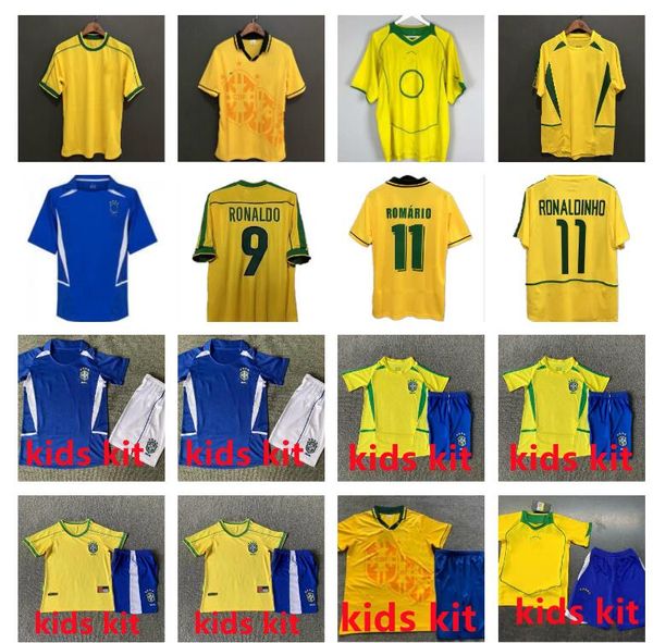 Men Kid Kit 1994 1998 2002 2004 Brasil rétro Soccer Jerseys Vintage classique Ronaldo Rivaldo R.Carlos Ronaldinho Brazilde Uniforms Footba Shirt Camiseta