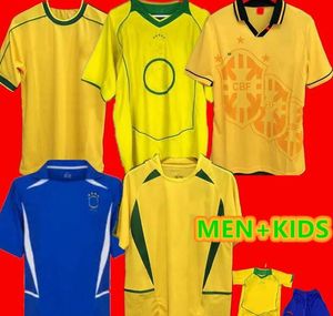 Men Kid Kit 1994 1998 2002 2004 Brazll Retro Soccer Jersey Ronaldo Kaka Romario Ronaldinho Rivaldo Maillot de Futol R.Carlos Brazii Shirt Brazilian Football Brazilian
