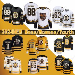 Maillot de hockey S-3XL Bruins 100e nouveau centenaire 88 David Pastrnak 63 Brad Marchand Jake DeBrusk Trent Frederic Jesper Boqvist Patrick Brown Matt Filipe Marc