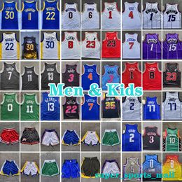 Maillots de basket-ball imprimés pour hommes et enfants Curry Thompson Wiggins James Davis Tatum Brown Irving Doncic Butler Wade McGrady Carter Rose James Ja Morant Anthony