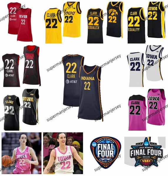 Hommes Kids Femmes 22 Caitlin Clark Basketball Indiana Fever Jerseys 2024 Iowa Hawkeyes Shirt Final Four NCAA