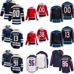 Heren Kinderen Dames Hockey 11 Adam Fantilli Jersey 13 Johnny Gaudreau 29 Patrik Laine 38 Boone Jenner 96 Jack Roslovic 91 Kent Johnson 86 Kirill Marchenko Reverse Retro