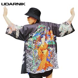 Uomo Kimono Cardigan Yukata Cappotto Outwear Giacca Stile giapponese Moda retrò Allentato 3 colori Manica 3/4 Estate Nuovo 226-065