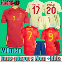 Men Kit Women 2024 Espagne Pedri Soccer Jerseys 24 25 Lamine Yamal Rodrigo Pino Merino Sergio M.asensio Ferran Home Away Away Kids Football Shirt Fan Player