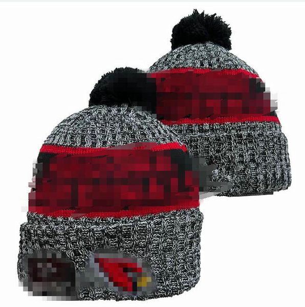 Hommes tricotés à revers Pom Cardinal Bonnets Arizona Bobble Chapeaux Sport Tricot Chapeau Rayé Sideline Laine Chaud Baseball Bonnets Casquette Pour Femmes a12