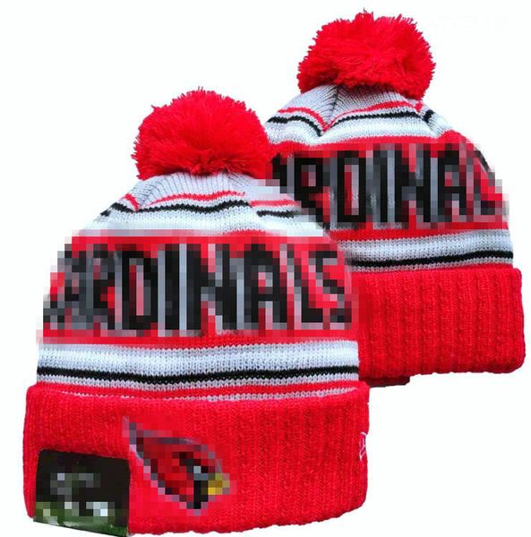 Hommes tricotés à revers Pom Cardinal Bonnets Arizona Bobble Chapeaux Sport Tricot Chapeau Rayé Sideline Laine Chaud Baseball Bonnets Casquette Pour Femmes a9