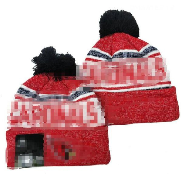 Hommes tricotés à revers Pom Cardinal Bonnets Arizona Bobble Chapeaux Sport Tricot Chapeau Rayé Sideline Laine Chaud Baseball Bonnets Casquette Pour Femmes a0