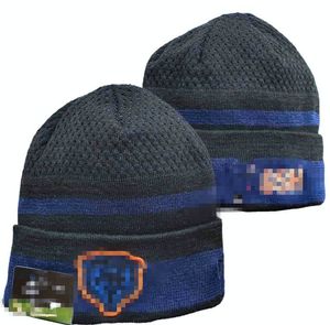 Hommes tricotés à revers Pom Chicago Bonnets CHI Bobble Chapeaux Sport Tricot Chapeau Rayé Sideline Laine Chaud Baseball Bonnets Casquette Pour Femmes A7