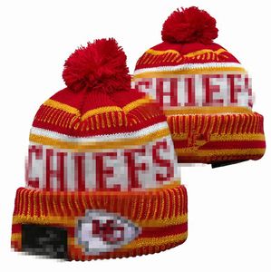 Mannen gebreide gebufferde pom Kansas City Beanies KC Bobble Hats Sport Geknit hoed gestreepte zijlijn WOL WARME BASBAL BANEIES CAP VOOR DRAMEN A11