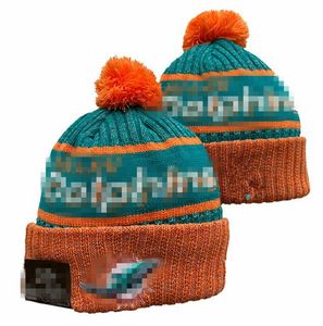 Hommes tricotés à revers Pom Miami bonnets MIA Bobble chapeaux Sport tricot chapeau rayé côté laine chaud Baseball bonnets casquette pour les femmes