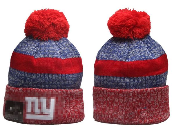 Hombres de punto con puños Pom Gorros de Nueva York NY NYG Gorros con pompones Gorro de punto deportivo Gorro de lana a rayas Gorros de béisbol cálidos Gorra para mujeres A19