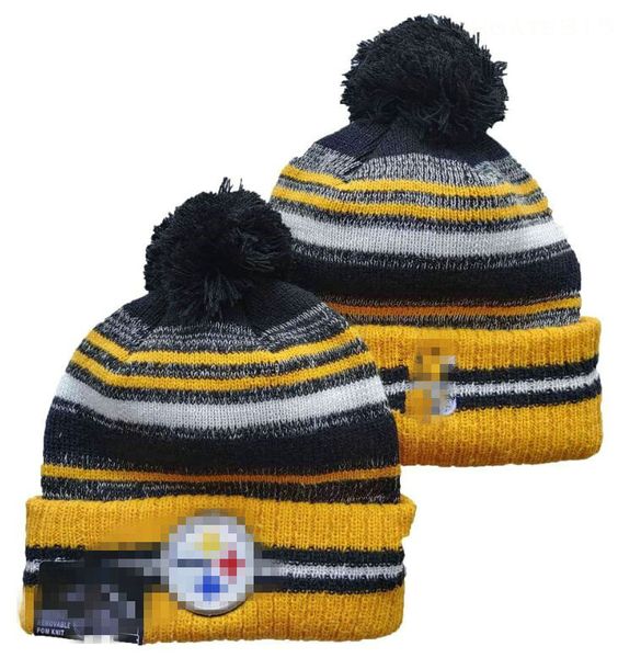 Hombres de punto con puños Pom Pittsburgh Gorros PIT Bobble Sombreros Gorro de punto deportivo Lana a rayas Cálido Gorros de béisbol Gorra para mujer A3