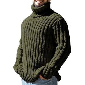 Hommes tricoté col roulé pull automne hiver épaissi chaud couleur unie pull mâle décontracté mode pull côtelé vêtements d'extérieur 240119