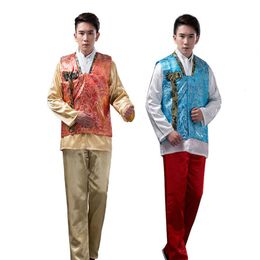 Hommes coréen traditionnel Hanbok Cour ethnique mâle oriental scène danse Costume hommes Corée Hanbok vêtements asiatiques anciens Clothes327J